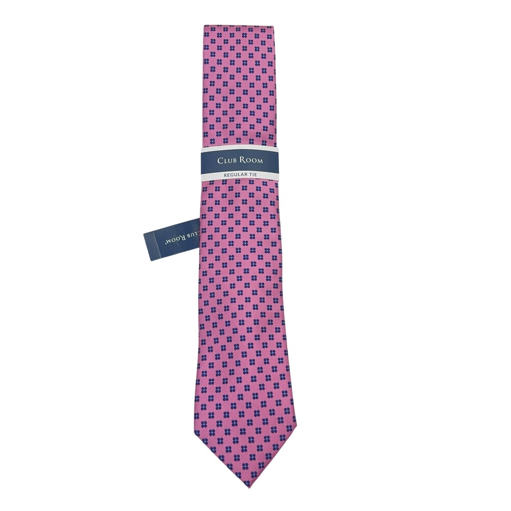 Club Room Tie Mens OS Pink Floral Neat Woven Classic Necktie Polyester New